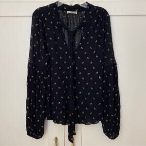 Ulla Johnson Embroidered Floral Sheer Top In Raven Black 2